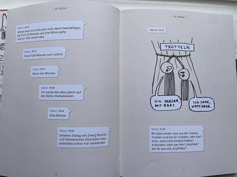 „Ich Tarzan mit Bart. Ich Jane kopfüber“.