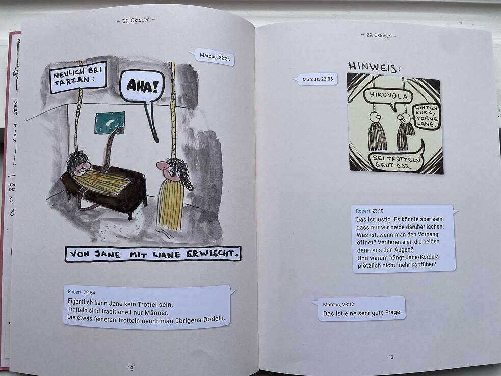 „Neulich bei Tarzan: Von Jane mit Liane erwischt“.