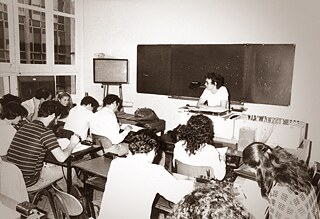 Deutschkurs im Jahr 1982. Im Foto: Johanna Wollny.