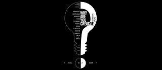 Das Plakat zeigt eine weiße Glühbirne auf schwarzem Grund mit der Frage „WHY ARE YOU CREATIVE“ und Namen bekannter Künstler:innen. Es wirbt für die Ausstellung von Hermann Vaske im Goethe-Institut Paris vom 10. Juni bis 3. September 2025