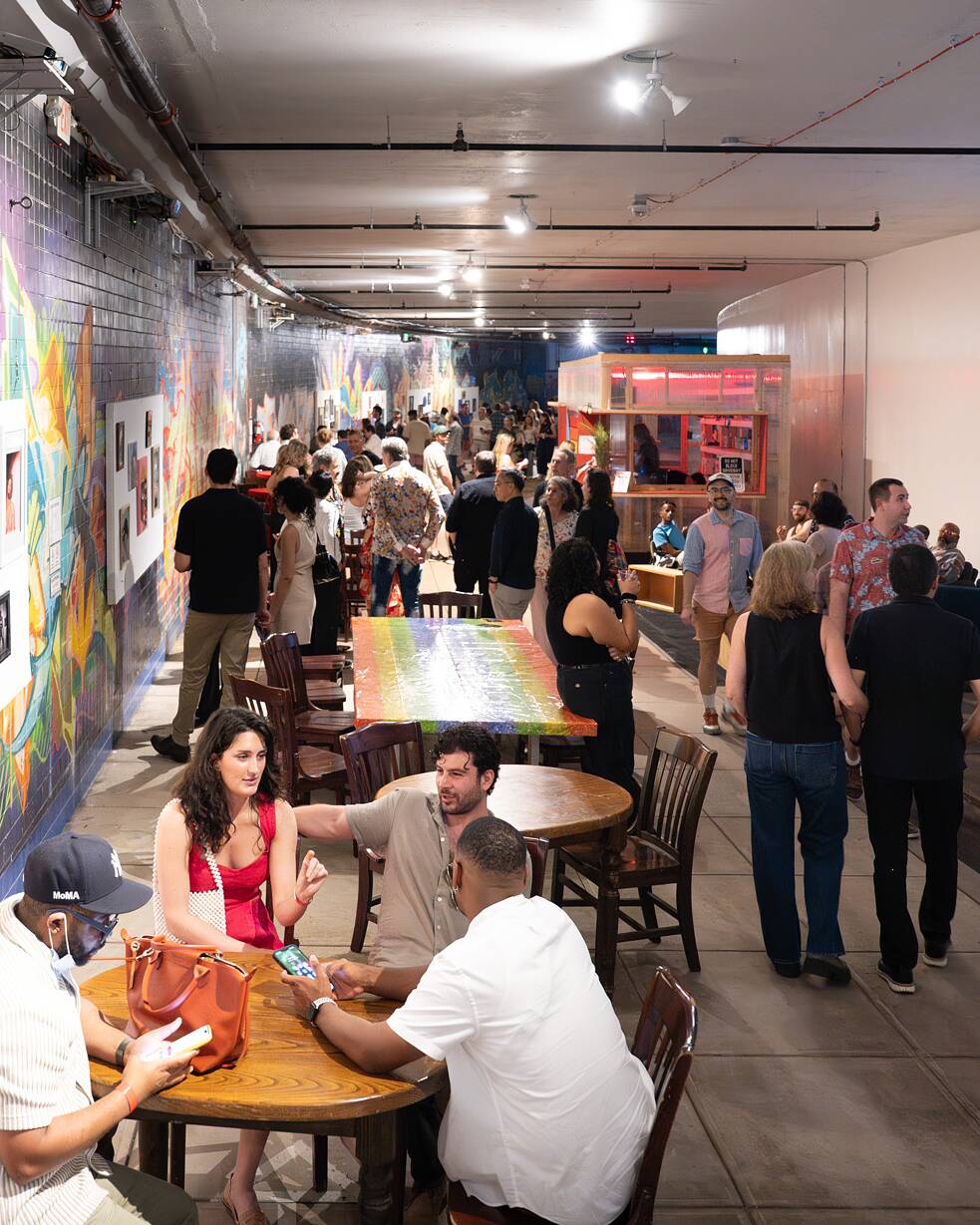 A group of guests at the Berlin Underground exhibition in Washington, DC