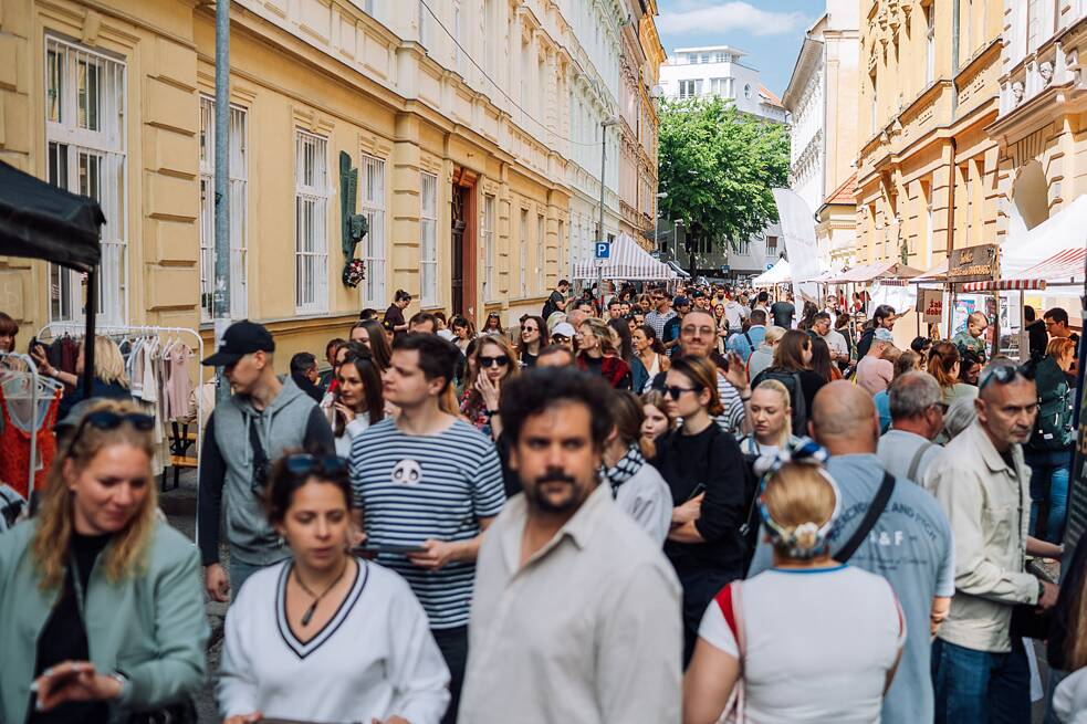Visitors in the market street