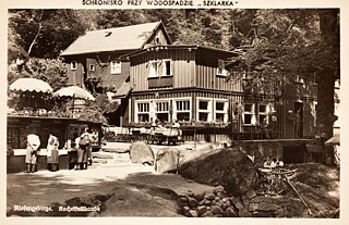 Pocztówka z widokiem na schronisko "Kochelfallbaude" na miejscu obecnego schroniska "Kochanówka".