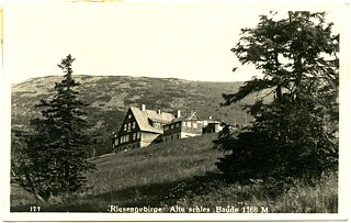 Postkarte aus dem Riesengebirge (Karkonosze): Schutzhütte "Pod Łabskim Szczytem"