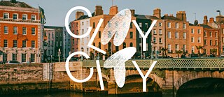 Bild einer malerischen Dubliner Straße, große Häuser säumen einen Kanal, über den eine Brücke führt