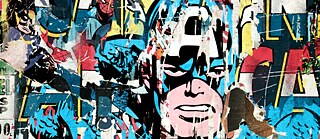 Detail Brainwash Captain America Decollage by Mr Brainwash 