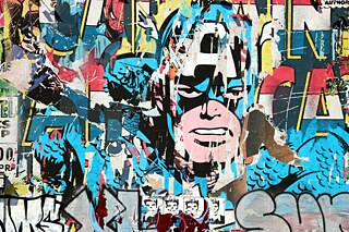 Detail Brainwash Captain America Decollage von Mr Brainwash