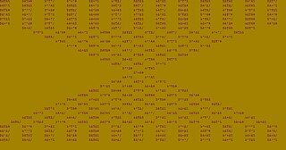 A densely packed grid of alphanumeric characters and symbols on a gold background. The characters include variations of 'DATA5', 'D+TA$', '>ΔTΔ/', and similar strings, with various capitalisation and symbols like '+', '$', '>', and '/'. The text resembles encrypted code. It is an artistic take on leet speak (sometimes called hacker speech).