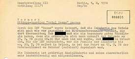 Stasi-Akte: Informationen des IMV "Benno" über das Hotel Hesse in Aachen (1.8. 1978)