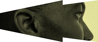 Sepiafarbenes Profilbild, das das Auge und Ohr einer Person zeigt, die Journalistin werden möchte.