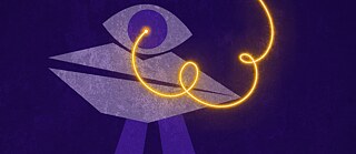 Banner blau gelb Auge