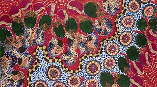 “Água de imbuzeiro”, 2024. Tinta acrílica e marcador permanente sobre linho cru. 