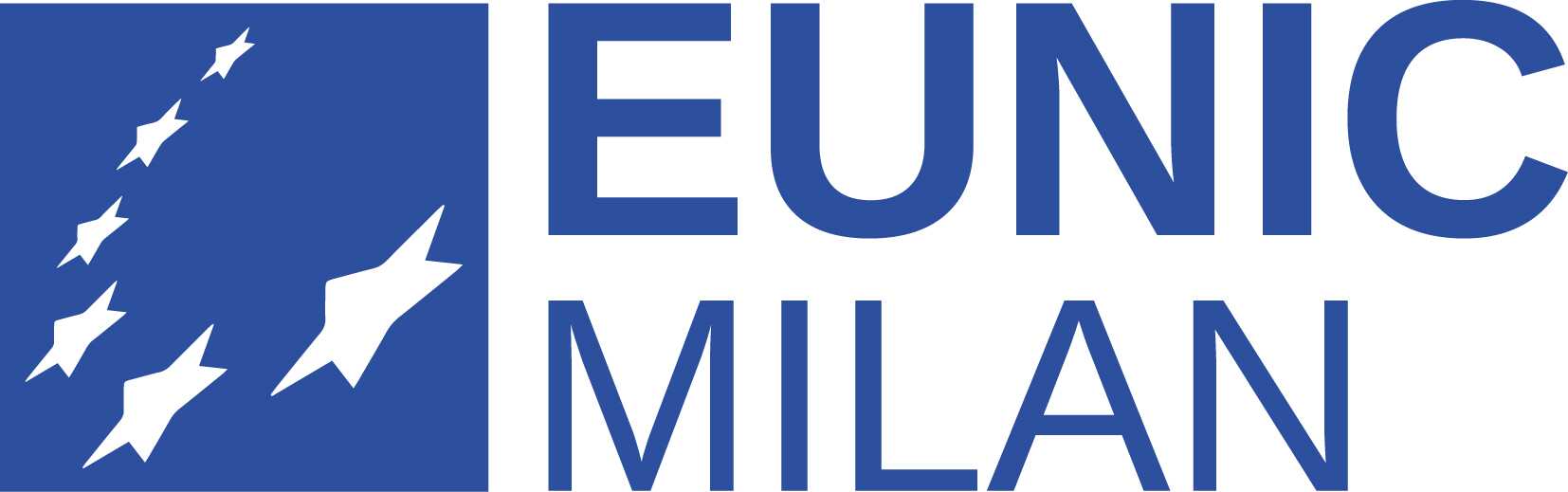 Il logo di EUNIC (European Union National Institutes for Culture) è composto da un elemento grafico stilizzato e dalla scritta „EUNIC“.