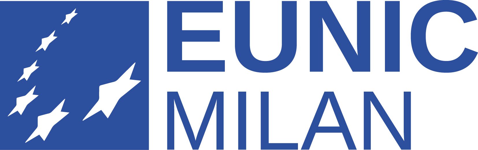 Das Logo von EUNIC (European Union National Institutes for Culture) besteht aus einem stilisierten grafischen Element und dem Schriftzug „EUNIC“