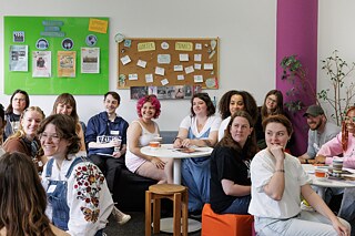 Participants of the Summer Academy at a “speed-dating” event with language course participants at the Goethe-Institut in Bonn