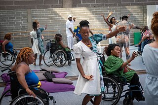 Dancing gives deaf dancer Aicha Coulibaly from Burkina Faso (centre) the chance to express herself – and to travel and meet other artists