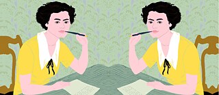 Die Schriftstellerin und Journalistin Milena Jesenská am Schreibtisch