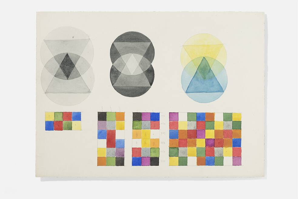 Marianne Ahlfeld-Heymann (attributed), Übung aus dem Unterricht „bildnerische Gestaltungslehre“ von Paul Klee, 1923–24, Zeichnung auf Papier.