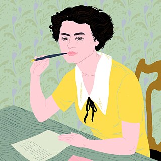 Spisovatelka a novinářka Milena Jesenská nad psacím stolem