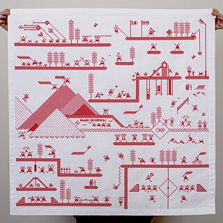 Общий снимок всех спортсменов, которые объединили силы, чтобы бороться за правду и справедливость в Беларуси. Они написали открытое письмо от имени Свободного объединения спортсменов Беларуси (SOS-BY) и помогают притесняемым спортсменам продолжать тренировки. Многие из них продали свои самые ценные награды на аукционах и пожертвовали деньги в фонд. Вышивка из серии Sport (2020).