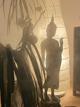 Поскольку мой партнер не разрешил мне использовать фотографию нашей общей кровати, я прилагаю фотографию статуи Будды, стоящей рядом с ней.