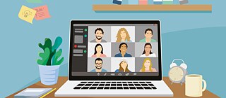 Ilustración de una clase de alemán online en el Goethe-Instiitut