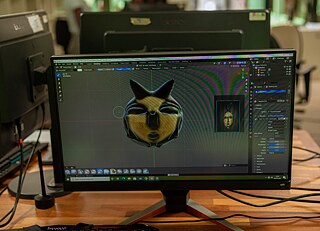 3D-Modellierung bei Kouman 2025 in Abidjan, mit einem modellierten Objekt auf einem Computerbildschirm in einem mit modernster Technik ausgestatteten kreativen Arbeitsbereich.