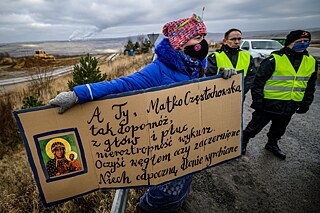 Протест против расширения угольного карьера Турув в Польше (15.1.2021).