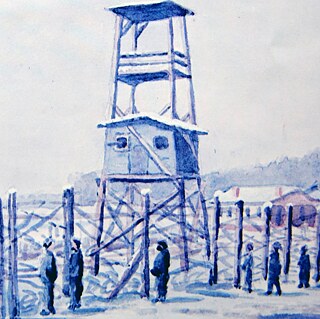 Aquarellbild eines Stacheldrahtzauns im Winter