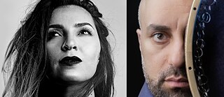 Collage aus schwarz-weiß-Porträt von Amel Zen und Farbporträt von Hajar Zahawy