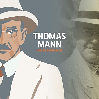 Grafik mit Porträt von Thomas Mann 