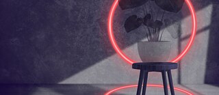 Art Meets Tech Bildende Kunst Pflanze Neon Rot