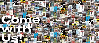 Collage of posters from the Come With Us exhibition 