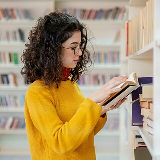 Woman in library