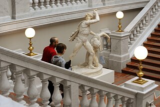 The staircase hall of the ‘Bibliotheca Albertina’ at Leipzig University, which is largely made of marble
