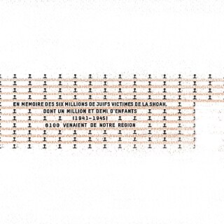 Das Bild zeigt eine Zeichnung des Shoa Mahnmals in Lyon