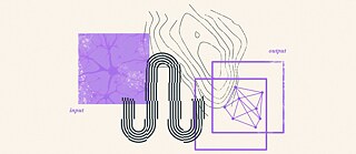 An illustration with black and purple elements. 