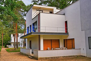 Drei Doppelhäuser für die Bauhausmeister Laszlo Moholy-Nagy und Lionel Feininger, Georg Muche und Oskar Schlemmer sowie Wassily Kandinsky und Paul Klee mit ihren Familien. Ein Einzelhaus für den Direktor Walter Gropius.