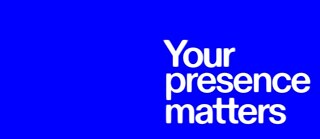 White text on blue background 'Your presence matters'.