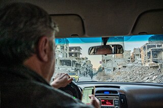 Jarmúk, palestinská čtvrť v syrském Damašku, Pohled z okna taxíku.