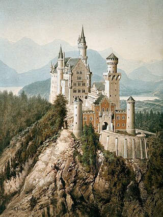 Neuschwanstein, watercolour, 1914