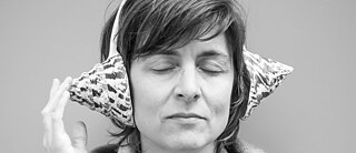 Listening through Bert Theis’ F.M.1, F.M.2, F.M.3, F.M.4, F.M.5, 1999 installation at MUDAM Luxembourg. Photo: David Berg