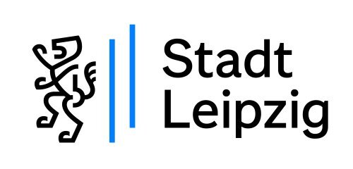 Stilisierter Löwe und Schriftzug "Stadt Leipzig"