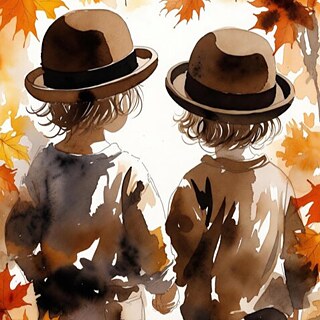 Two people with hats are holding hands