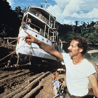 Werner Herzog durante le riprese di suo film "Fitzcarraldo"