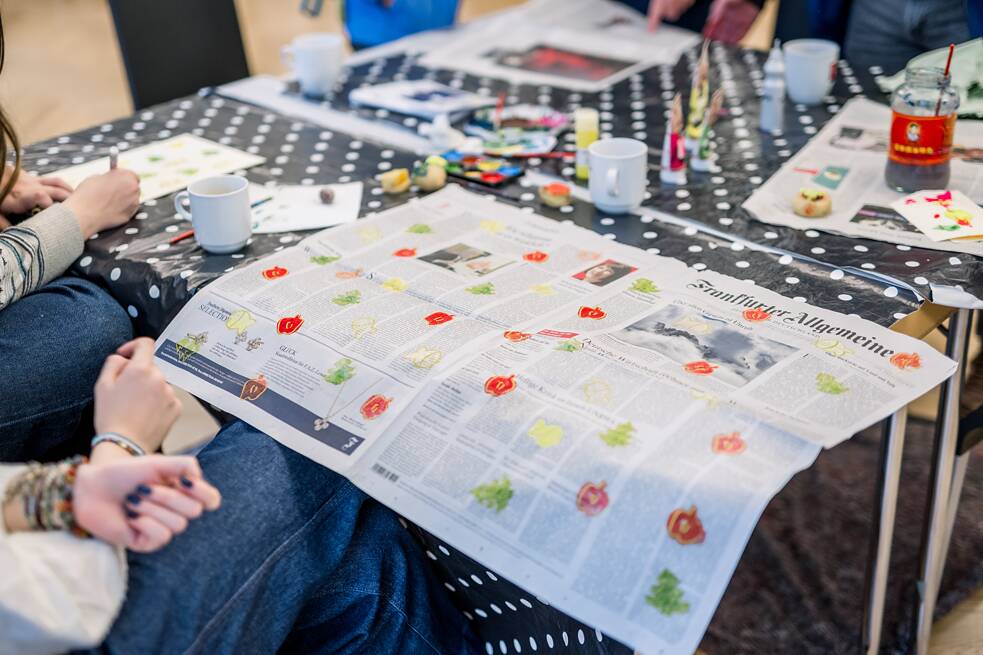 Making wrapping paper from old newspaper