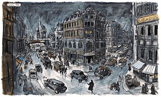 Zeichnung einer Kreuzung in London, 1934