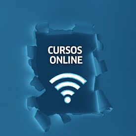 Banner de color azul promocionando los cursos online del Goethe-Institut Venezuela