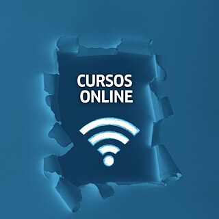 Banner de color azul promocionando los cursos online del Goethe-Institut Venezuela