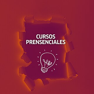 Banner de color rojo promocionando los cursos presenciales del Goethe-Institut Venezuela